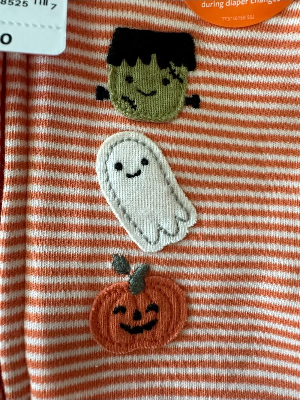 Carter's Orange Striped Pumpkin & Black Cat Footed One-Pieces (Set of 3)